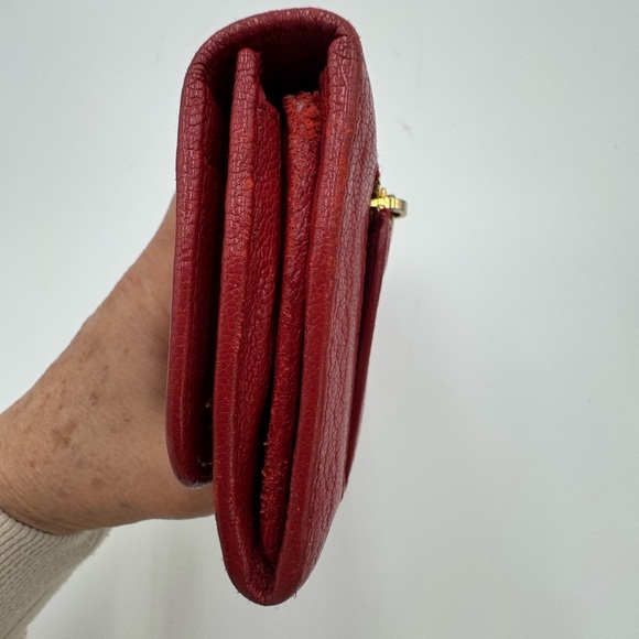 MIU MIU Leather Red long wallet n a detachable ID holder with Chain Like New - Picture 5 of 16